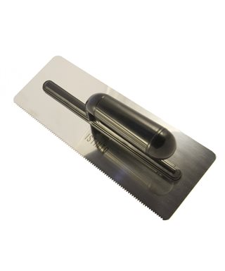A STAINLESS STEEL TROWEL TOOTHED FOLLOW YOUR INSTINCT